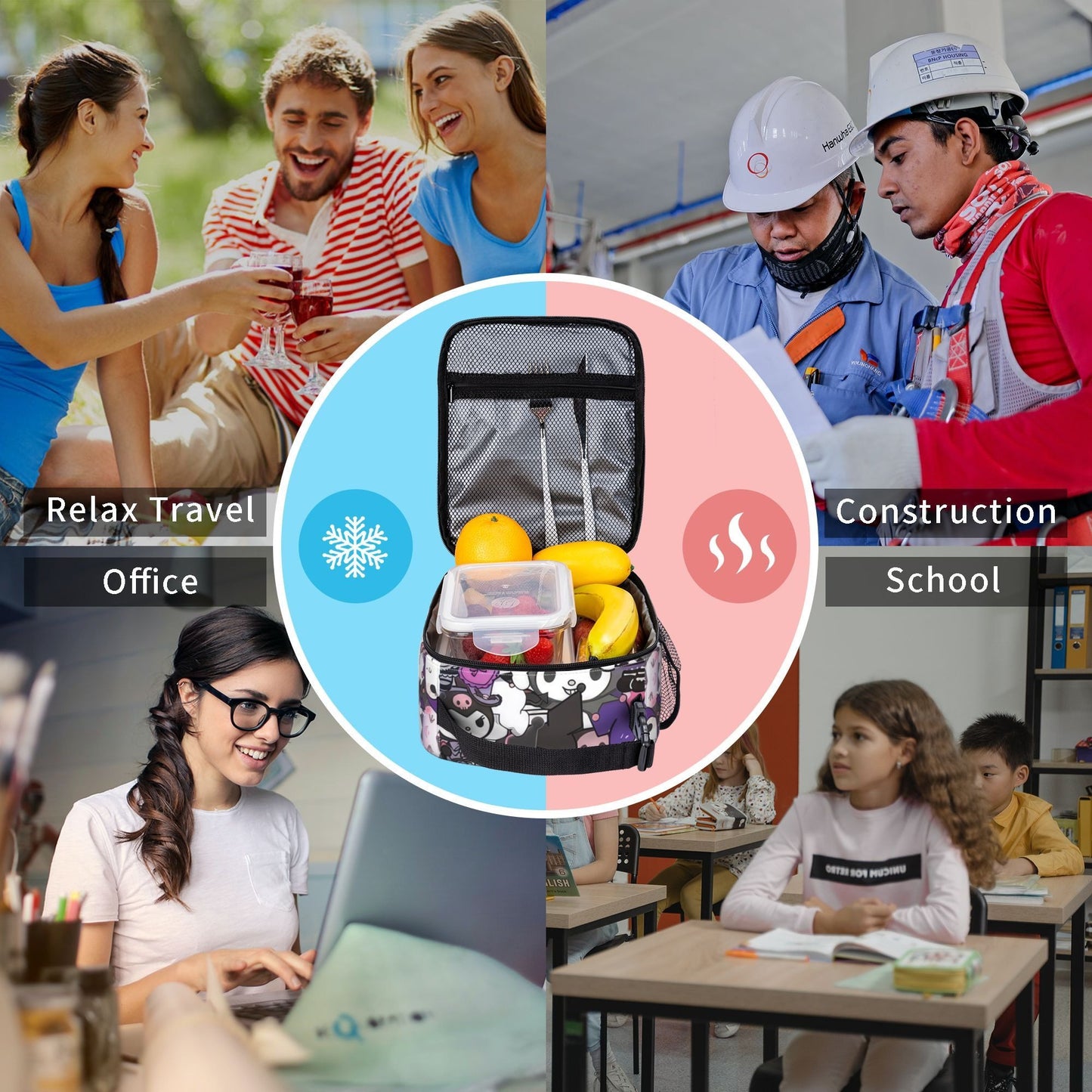 Kuromi-Themed Insulated Lunch Bag With Fun Cartoon Design