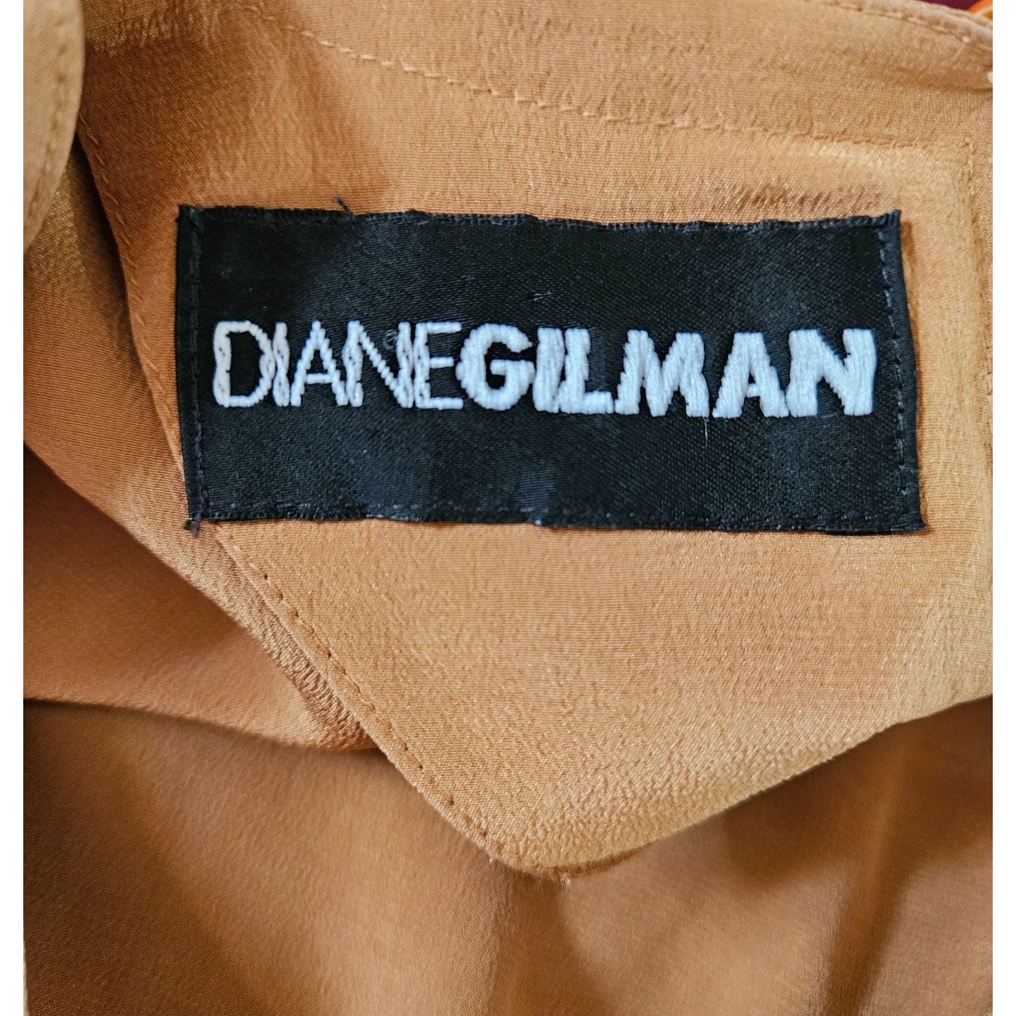 Brown Satin Short Sleeve Top With 80s Shoulder Pads & Back Button Closure M