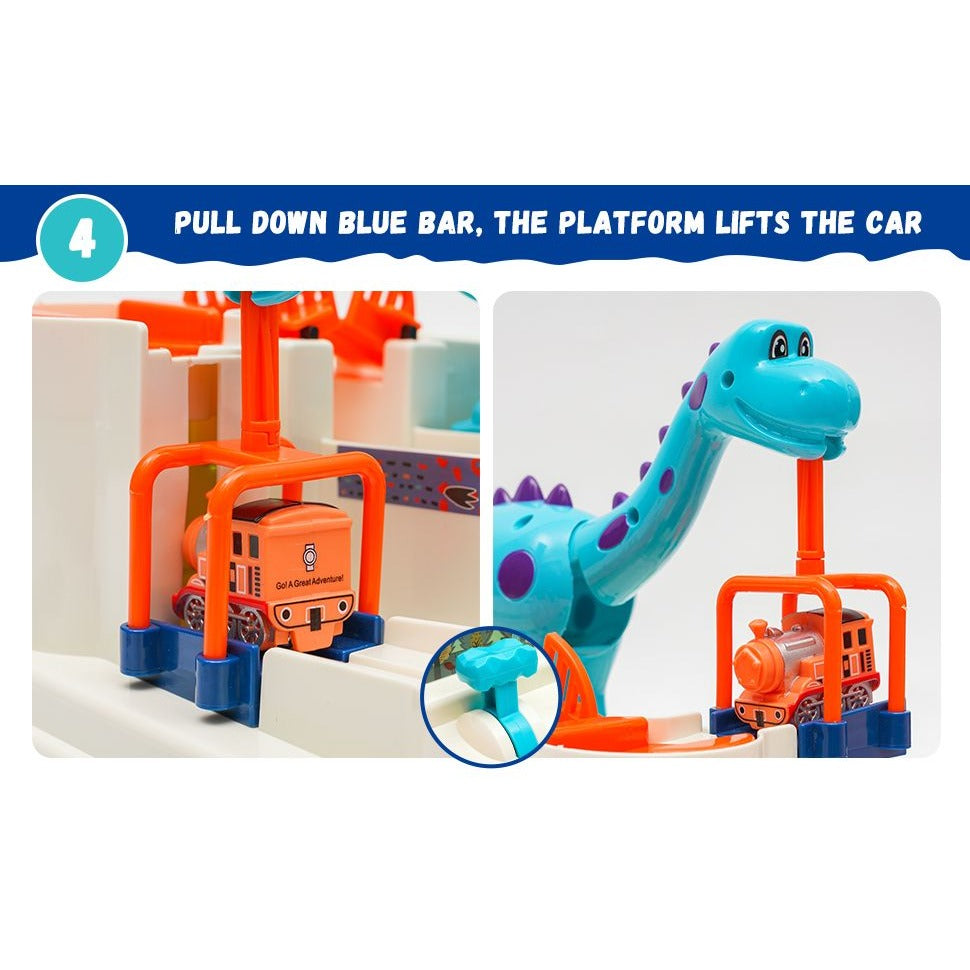 Cars Track Toy for 3 Year Old Boys, Dinosaur Adventure Car Racing Track Toy Playsets for 3, 4, 5, 6 Year Old Boys, Girls, Interactive Games,