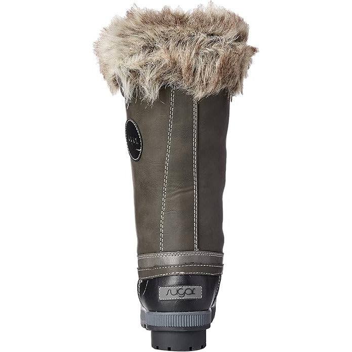 Brown Faux Leather & Fur-Lined Winter Snow Boots By Sugar Lace-Up Durable Outsole Womens Size 9 Stylish & Warm Outdoor Footwear