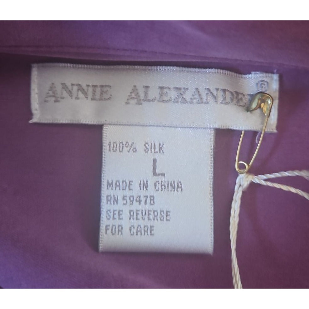 Annie Alexander Womens Purple Button-Up Shirt - Size L