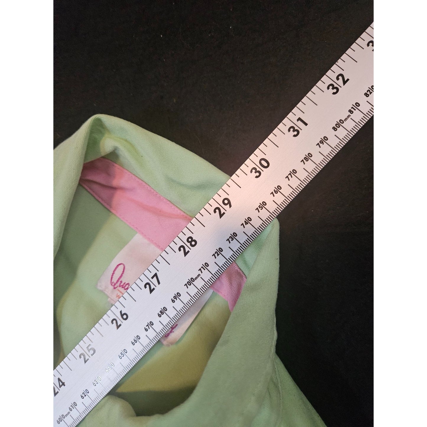 Vintage Beyond Trend Denim Jacket With Fringe Hem & Rhinestone Details Size L Mint green and pink