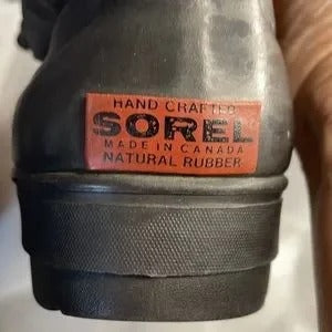 Sorel Vintage Mens Bear Boots Black Heavy-Duty Insulated Winter Snow Boots Rubber & Canvas Made In Canada Size11