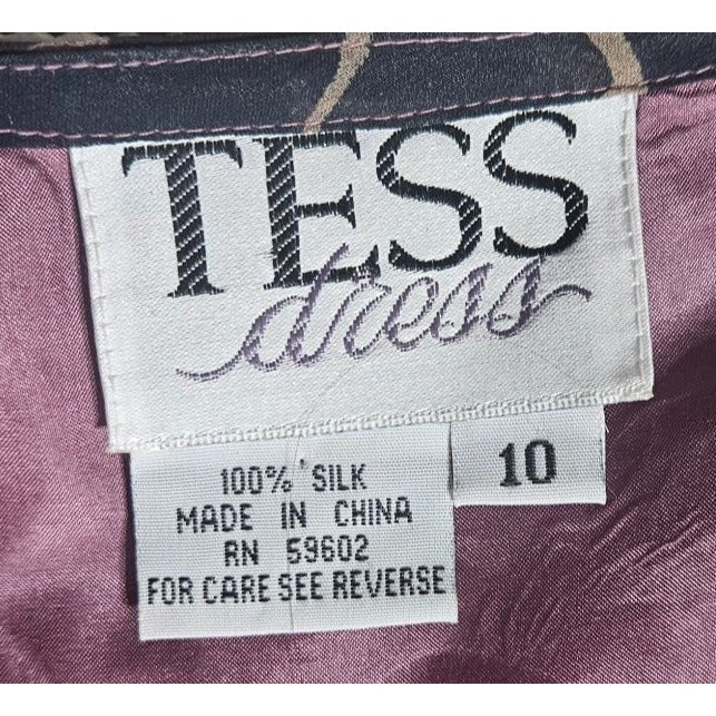 Vintage Floral Midi Dress With Abstract Pattern & V-Neckline