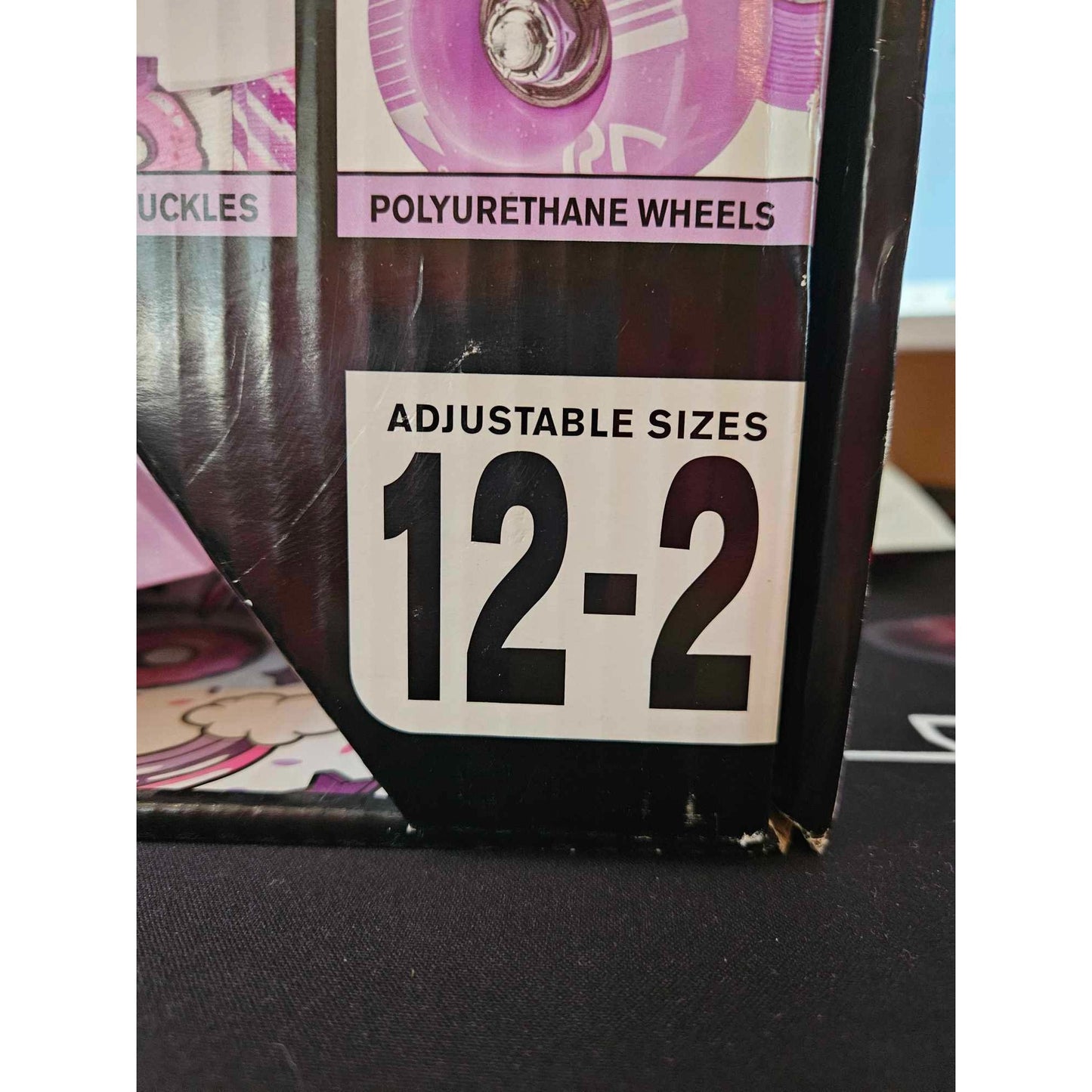 Roller Derby Adjustable Quad Skates For Kids Size 12-2 Purple/White Glitter Design Quick Fit System