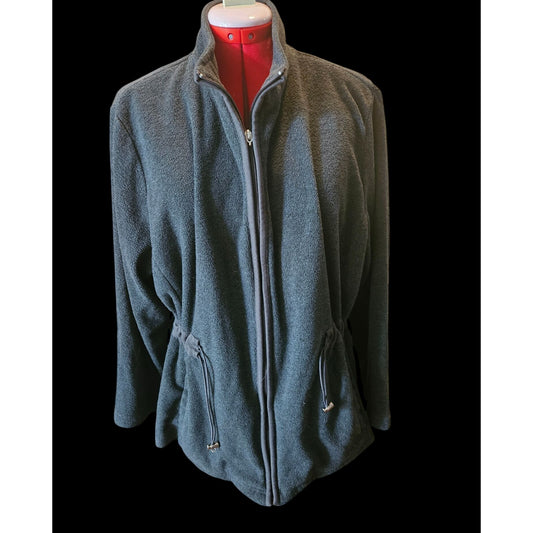 Karen Scott Sport Womens Zip-Up Sherpa Jacket With Adjustable Waist.