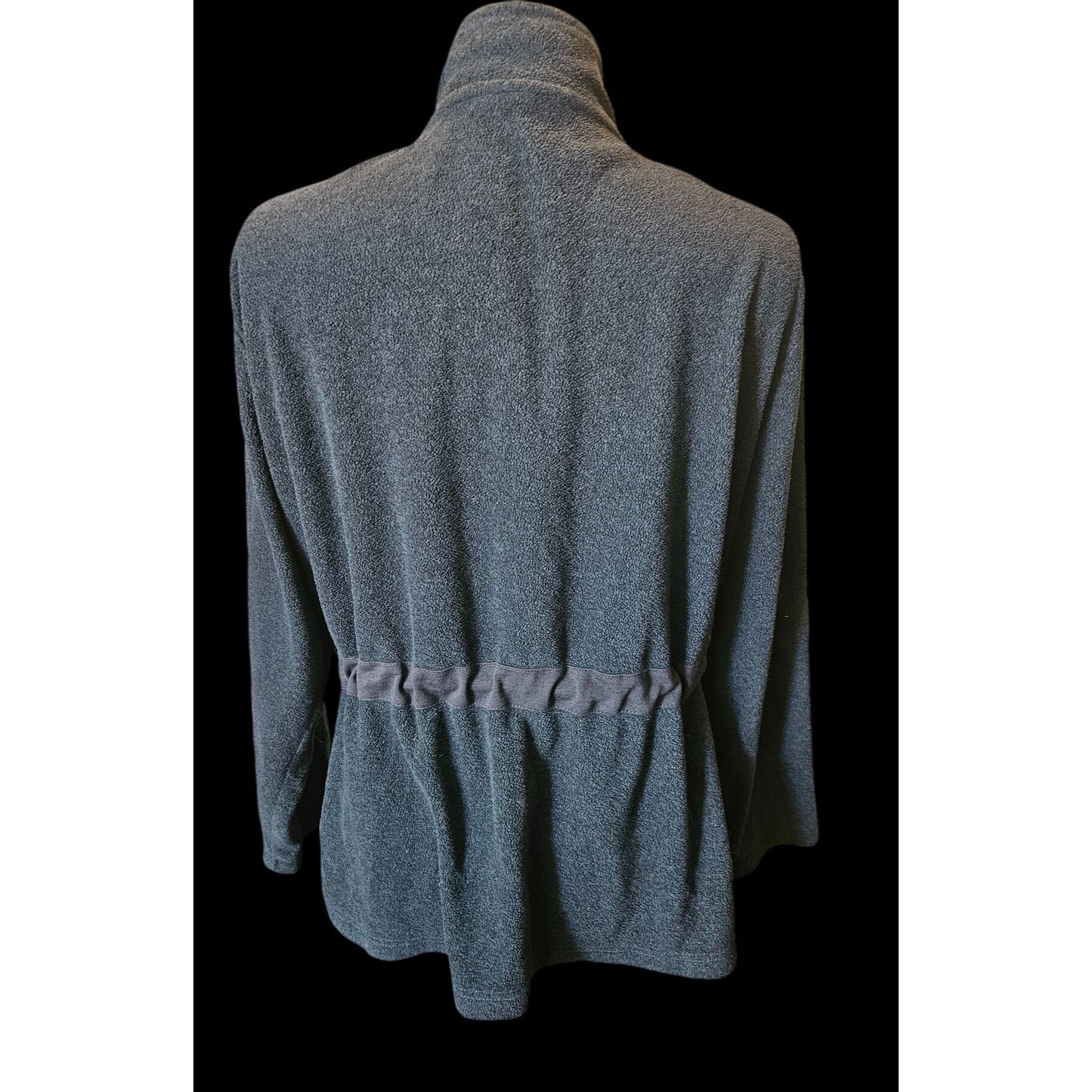 Karen Scott Sport Womens Zip-Up Sherpa Jacket With Adjustable Waist.