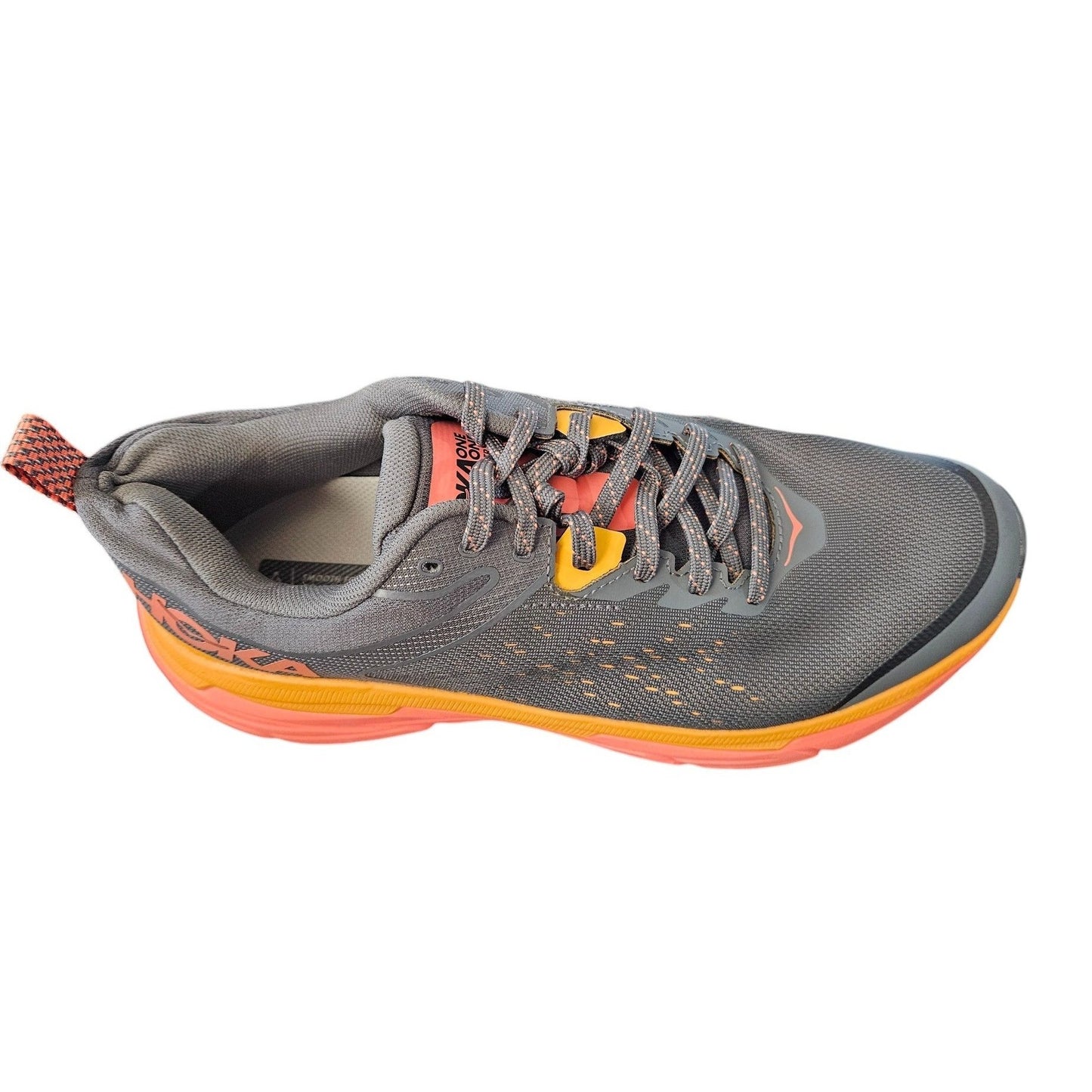Hoka One One Challenger ATR 6 Trail Running Shoes Mens 11B Gray/Orange Mesh Lightweight Durable Cushion Outdoor