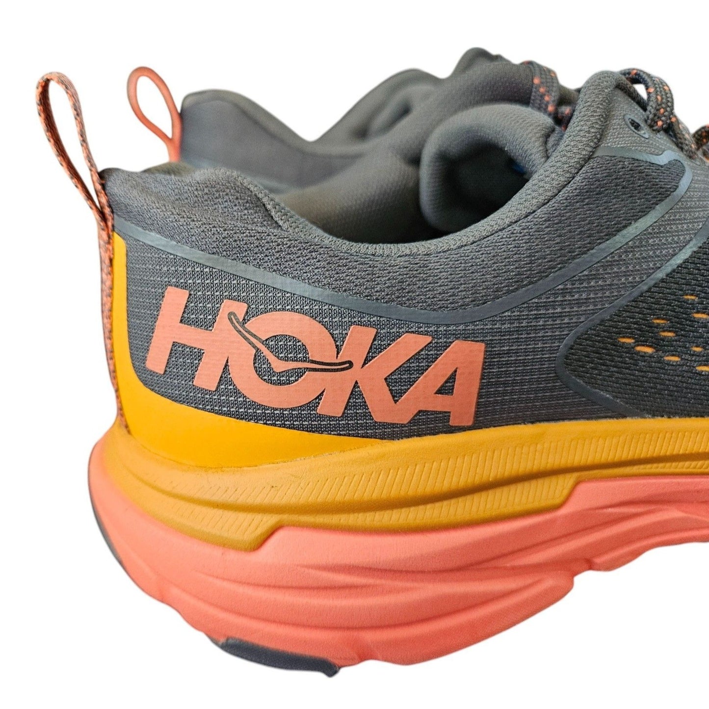 Hoka One One Challenger ATR 6 Trail Running Shoes Mens 11B Gray/Orange Mesh Lightweight Durable Cushion Outdoor