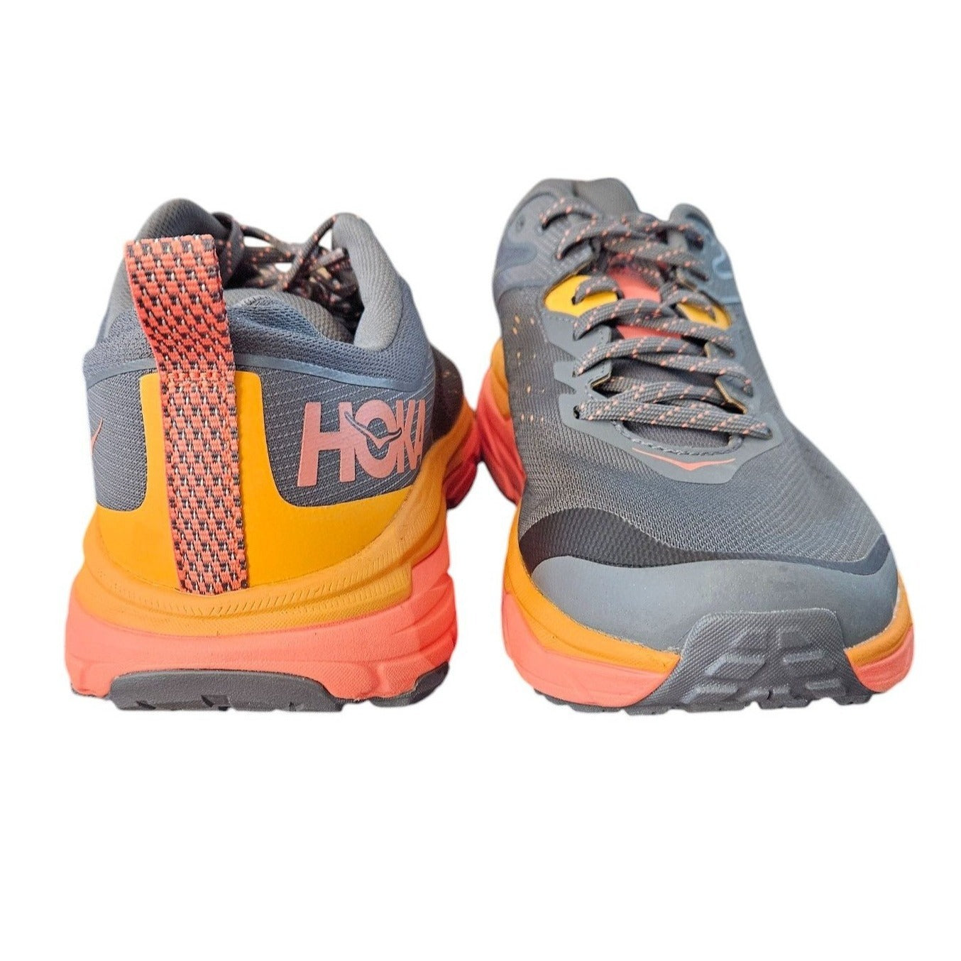 Hoka One One Challenger ATR 6 Trail Running Shoes Mens 11B Gray/Orange Mesh Lightweight Durable Cushion Outdoor