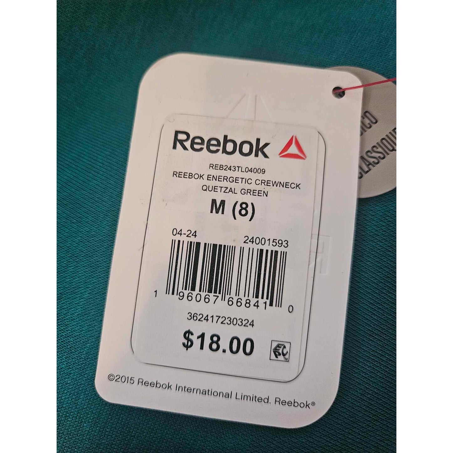 Reebok Boys Teal Crewneck Sweatshirt With Logo & Sleeve Pocket Size M Polyester Blend