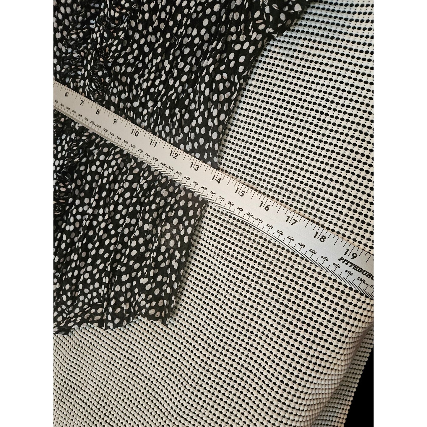 Allison Taylor Black & White Polka Dot Short Sleeve Womens Blouse XL