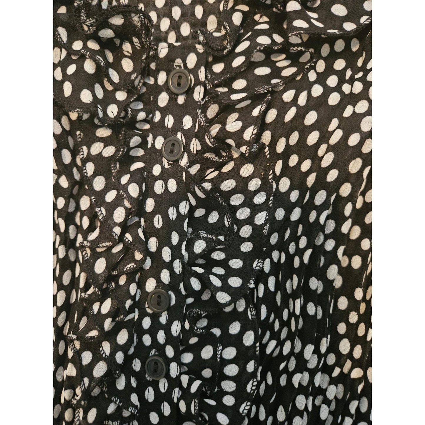 Allison Taylor Black & White Polka Dot Short Sleeve Womens Blouse XL