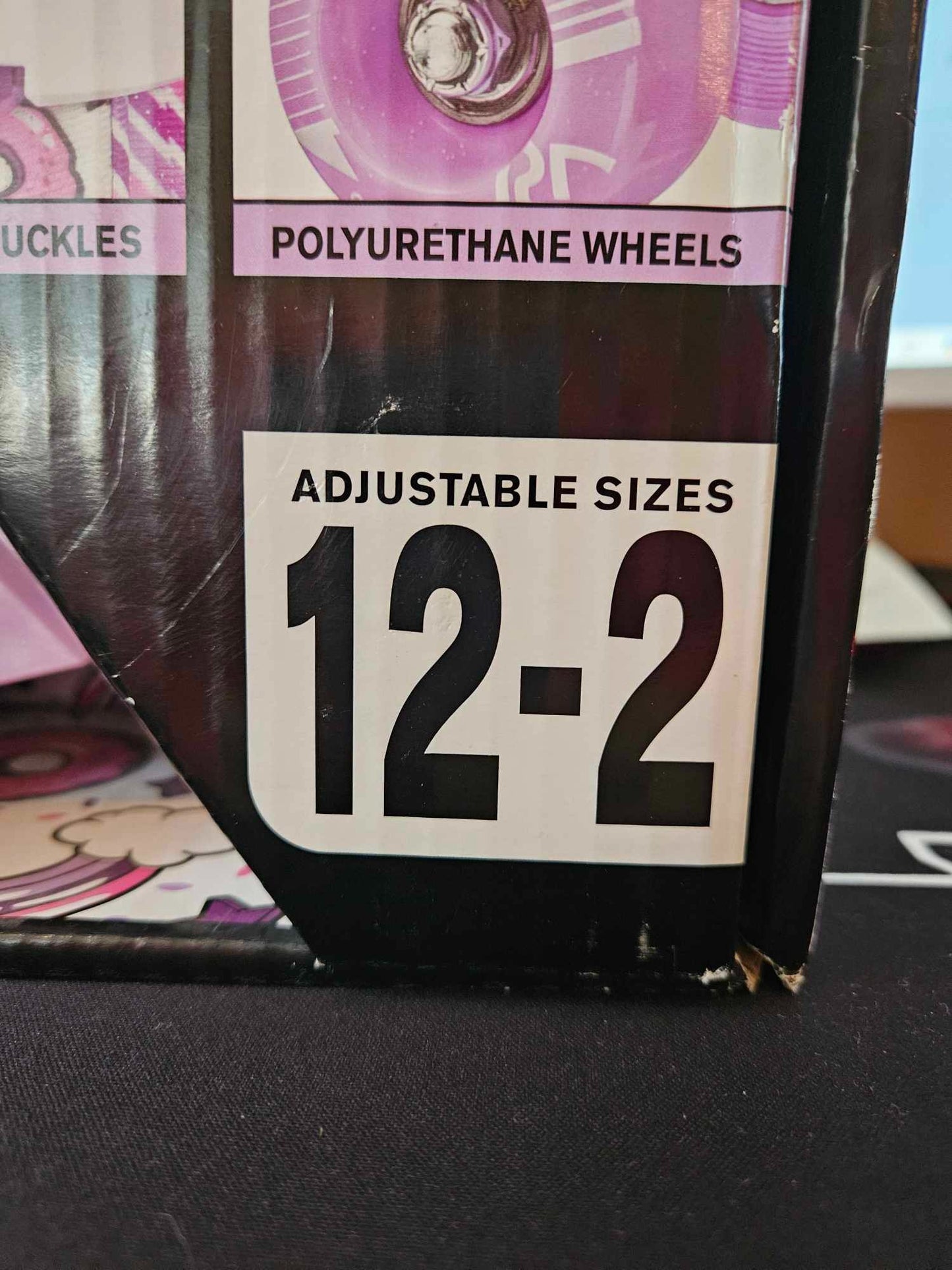 Roller Derby Adjustable Quad Skates For Kids Size 12-2 Purple/White Glitter Design Quick Fit System