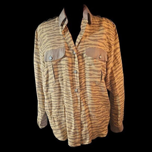 Vintage Diane Gilman size small Silk Brown Blouse