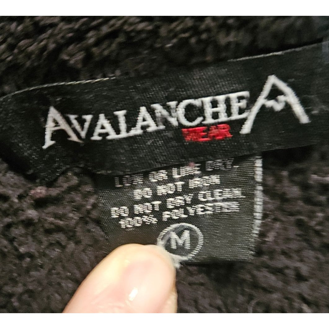 Avalanche Black Fleece Full-Zip Jacket With High Collar & Zippered Pockets For Men Size Medium