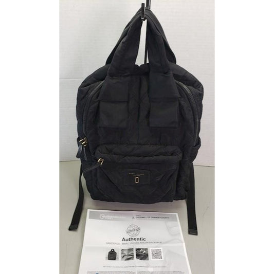 Marc Jacobs Quilted Nylon Backpack With Top Handles & Adjustable Straps Certified Authentic
