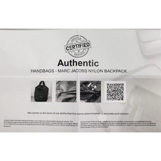 Marc Jacobs Quilted Nylon Backpack With Top Handles & Adjustable Straps Certified Authentic