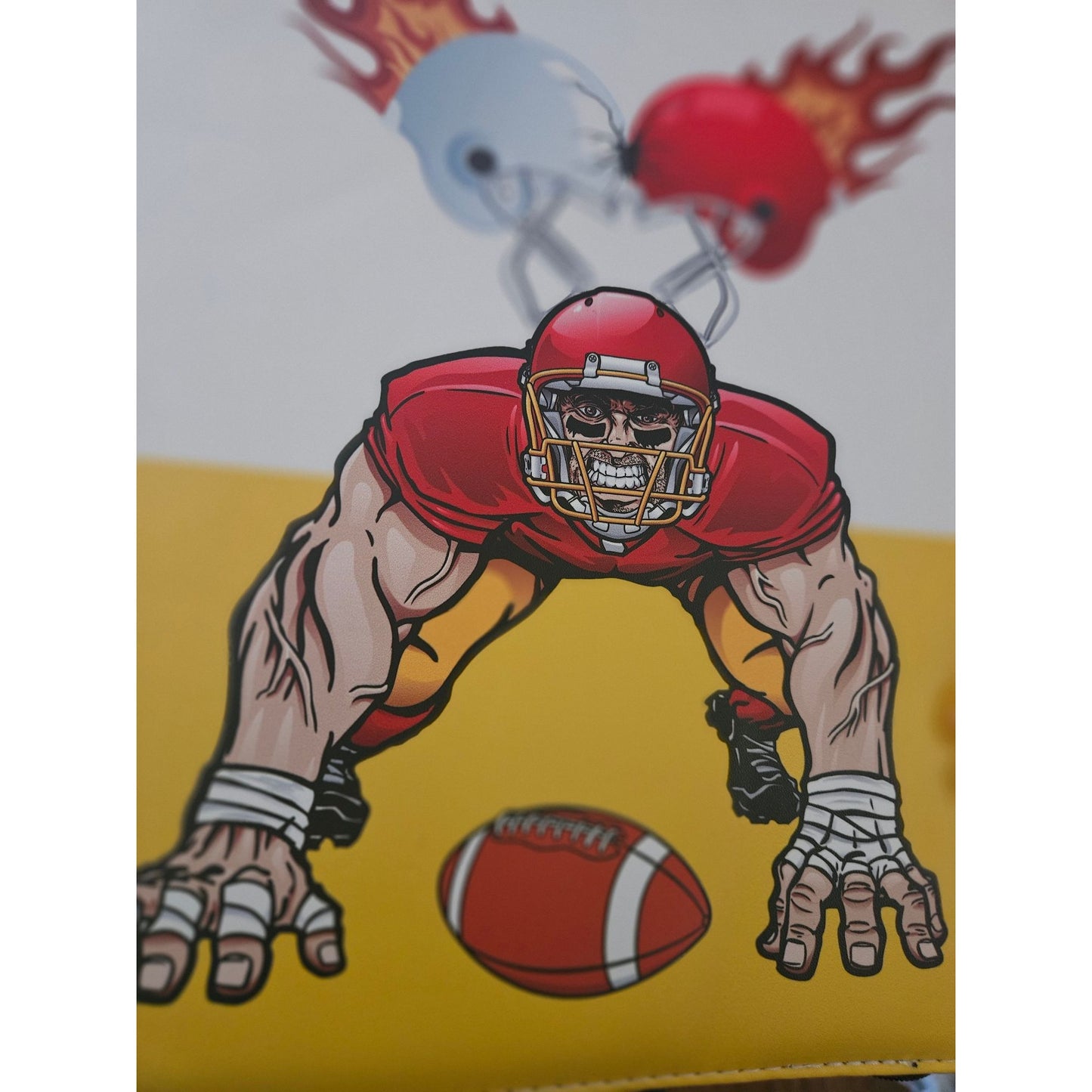 Football Legends Trading Card Binder With Flaming Helmets & Player Art  3-Ring Zipper Closure