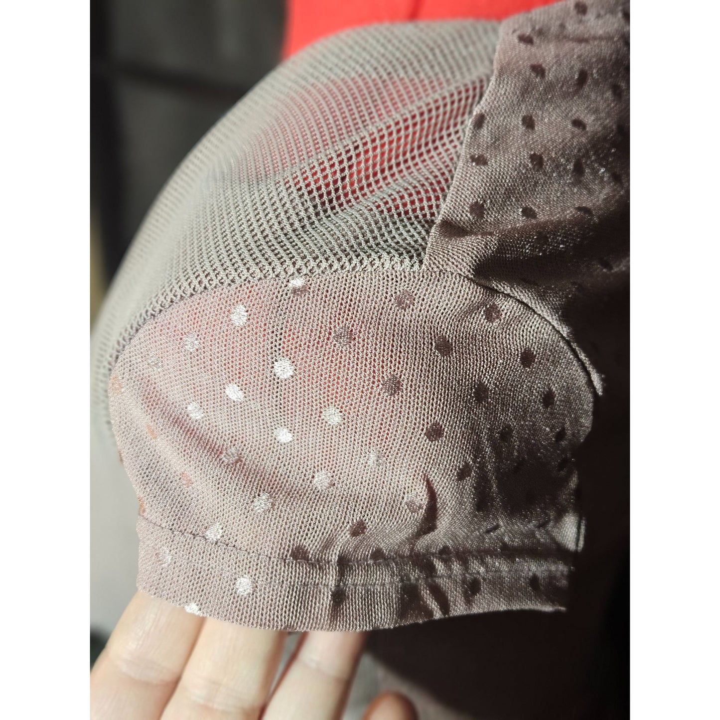 Sheer Polka Dot Mesh Cowl Neck Top