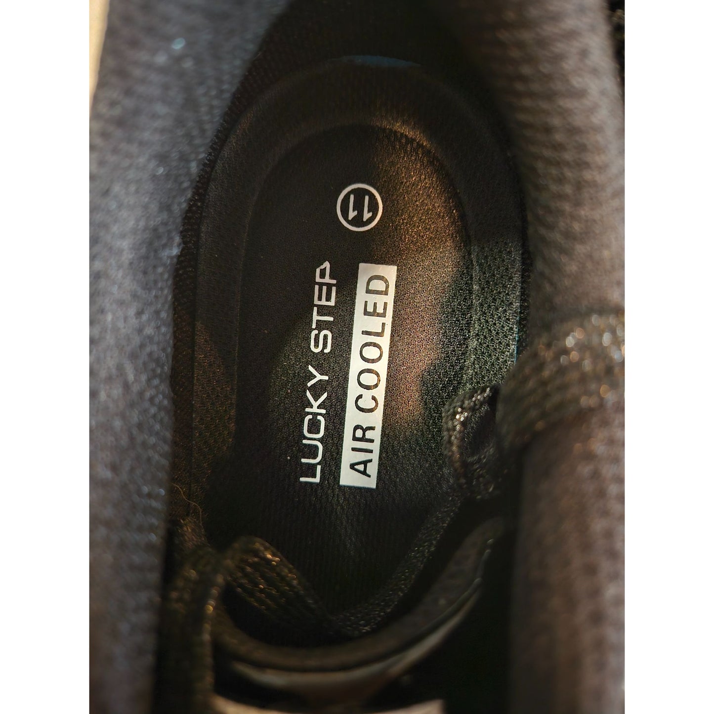 Lucky Step Womens Black Glitter Low-Top Sneakers With Lace-Up Closure & Non-Slip Sole