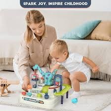 Cars Track Toy for 3 Year Old Boys, Dinosaur Adventure Car Racing Track Toy Playsets for 3, 4, 5, 6 Year Old Boys, Girls, Interactive Games,