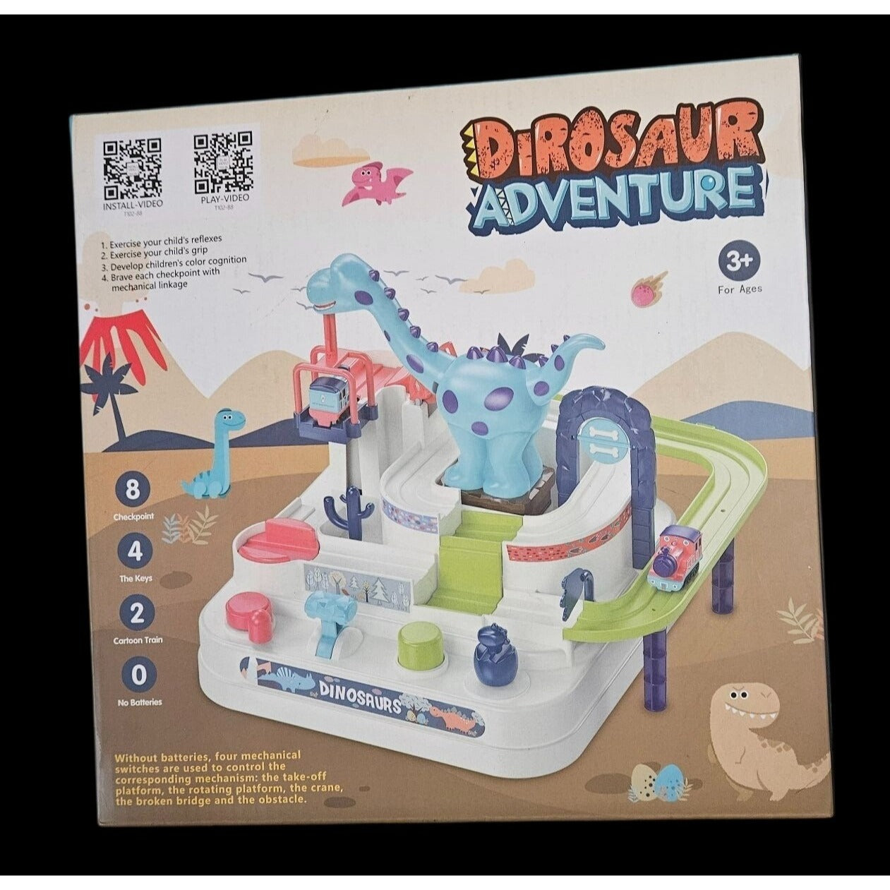 Cars Track Toy for 3 Year Old Boys, Dinosaur Adventure Car Racing Track Toy Playsets for 3, 4, 5, 6 Year Old Boys, Girls, Interactive Games,