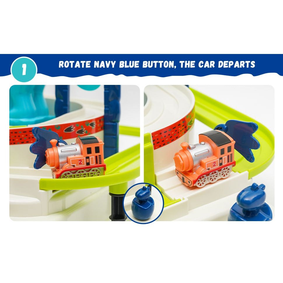 Cars Track Toy for 3 Year Old Boys, Dinosaur Adventure Car Racing Track Toy Playsets for 3, 4, 5, 6 Year Old Boys, Girls, Interactive Games,