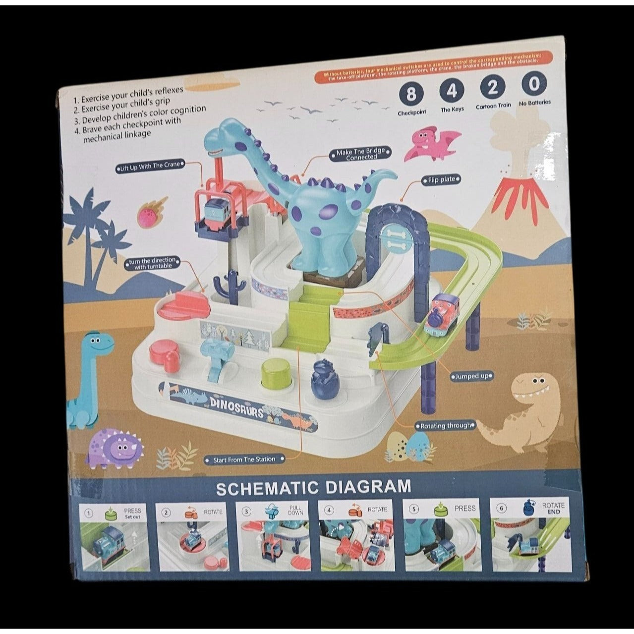 Cars Track Toy for 3 Year Old Boys, Dinosaur Adventure Car Racing Track Toy Playsets for 3, 4, 5, 6 Year Old Boys, Girls, Interactive Games,