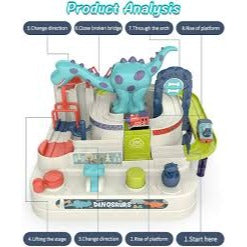 Cars Track Toy for 3 Year Old Boys, Dinosaur Adventure Car Racing Track Toy Playsets for 3, 4, 5, 6 Year Old Boys, Girls, Interactive Games,