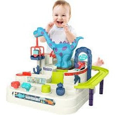 Cars Track Toy for 3 Year Old Boys, Dinosaur Adventure Car Racing Track Toy Playsets for 3, 4, 5, 6 Year Old Boys, Girls, Interactive Games,