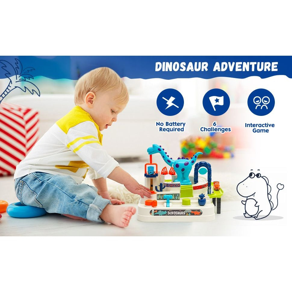 Cars Track Toy for 3 Year Old Boys, Dinosaur Adventure Car Racing Track Toy Playsets for 3, 4, 5, 6 Year Old Boys, Girls, Interactive Games,