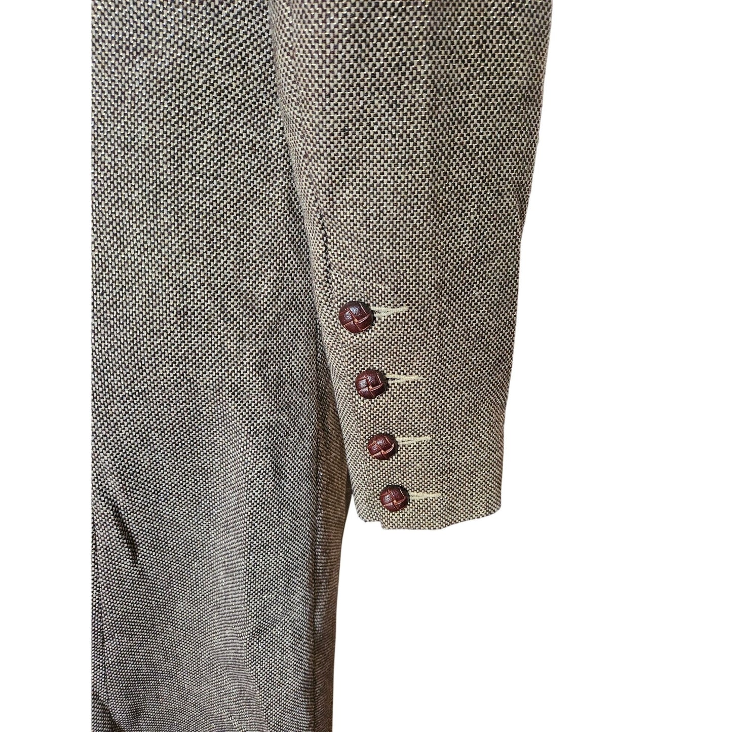 Vintage Brown wool Tweed women's Jacket With Button Accents & Pockets