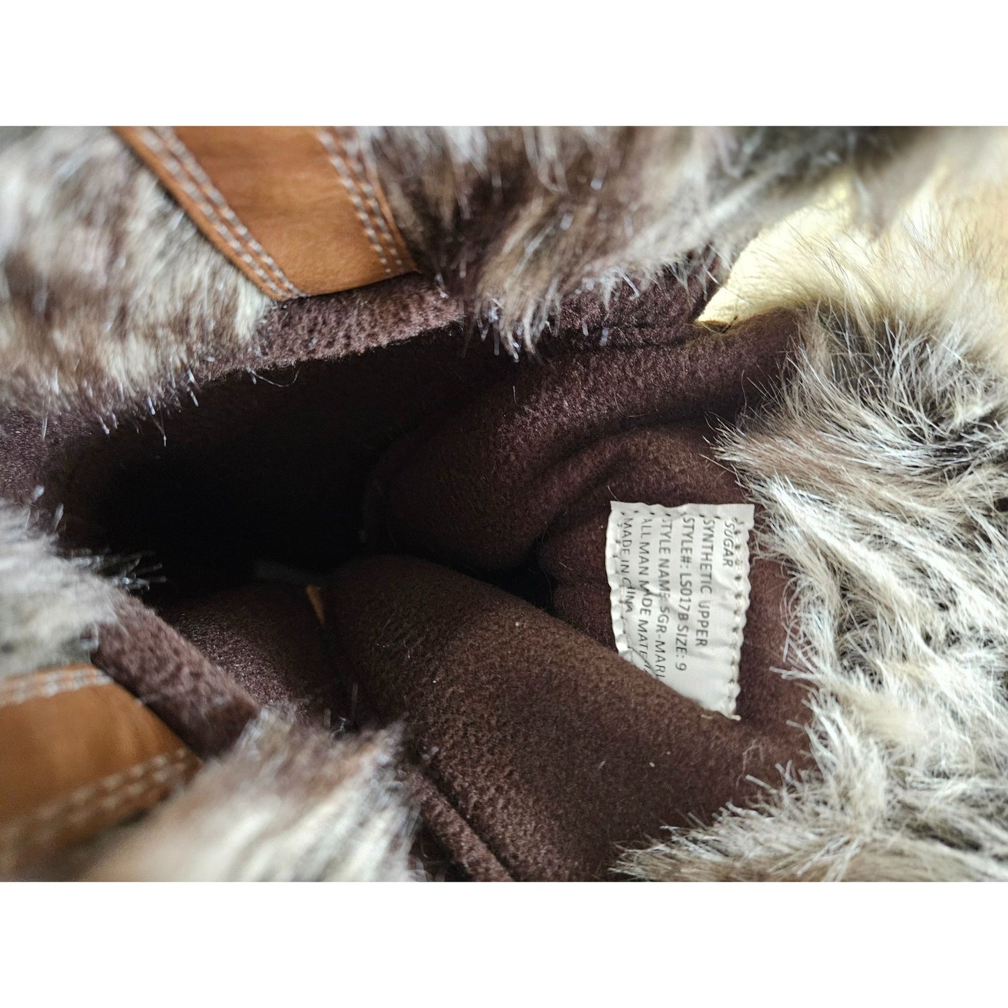 Brown Faux Leather & Fur-Lined Winter Snow Boots By Sugar Lace-Up Durable Outsole Womens Size 9 Stylish & Warm Outdoor Footwear