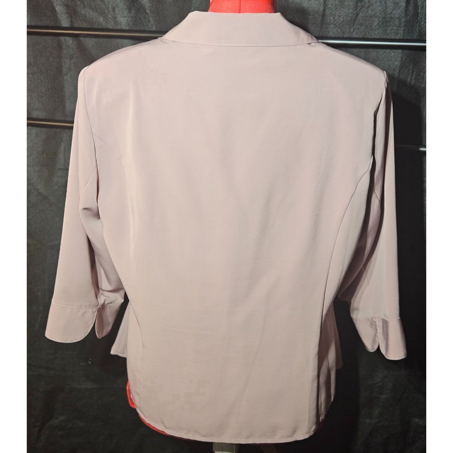 Vintage Blush Pink Button-Up Blouse With Pockets & Collar Size 12