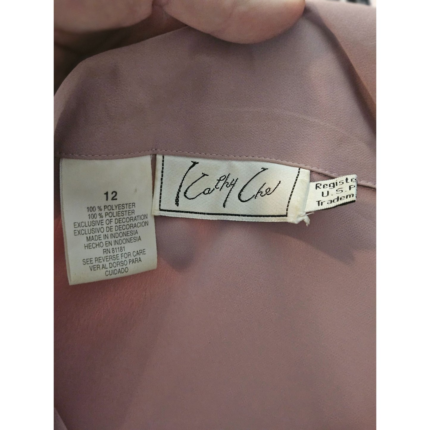 Vintage Blush Pink Button-Up Blouse With Pockets & Collar Size 12