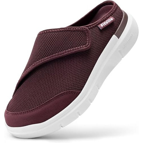 Fitville Womens Extra Wide Adjustable Slip-On Mules With Mesh For Swollen Feet & Plantar Fasciitis.