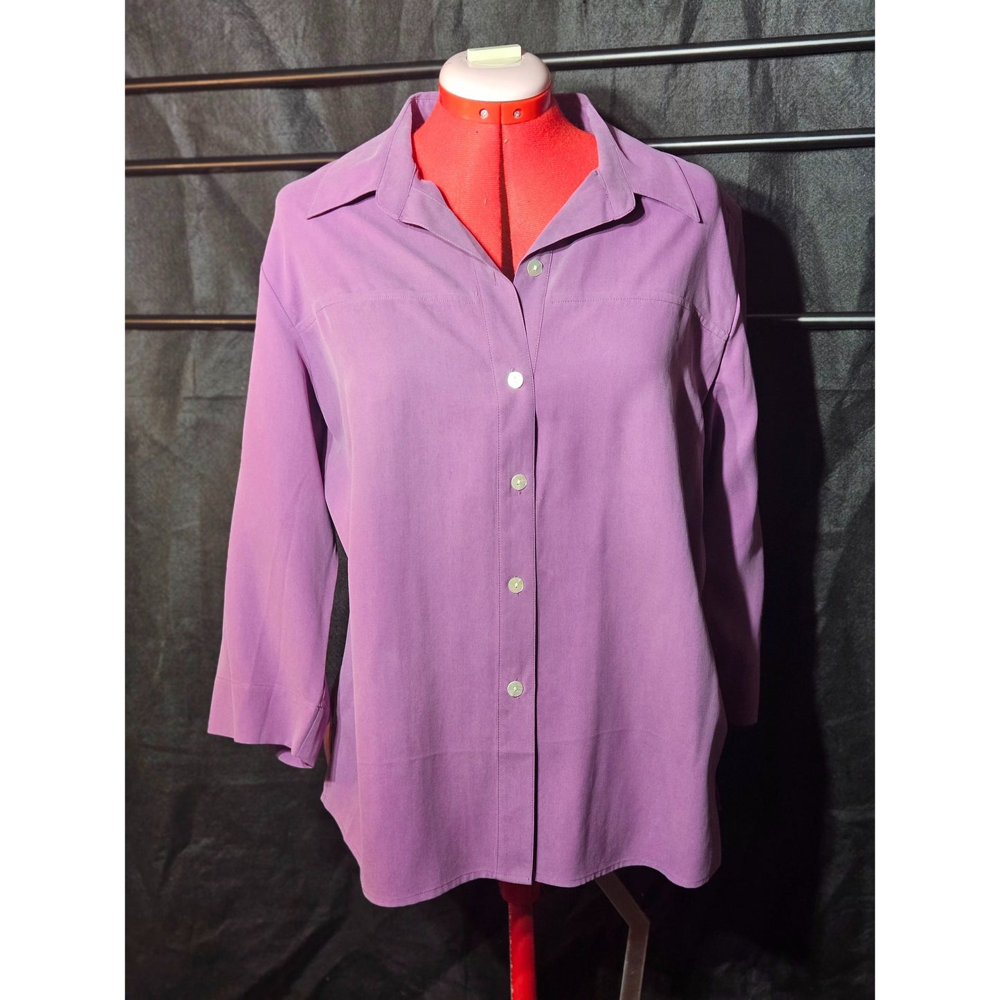 Annie Alexander Womens Purple Button-Up Shirt - Size L