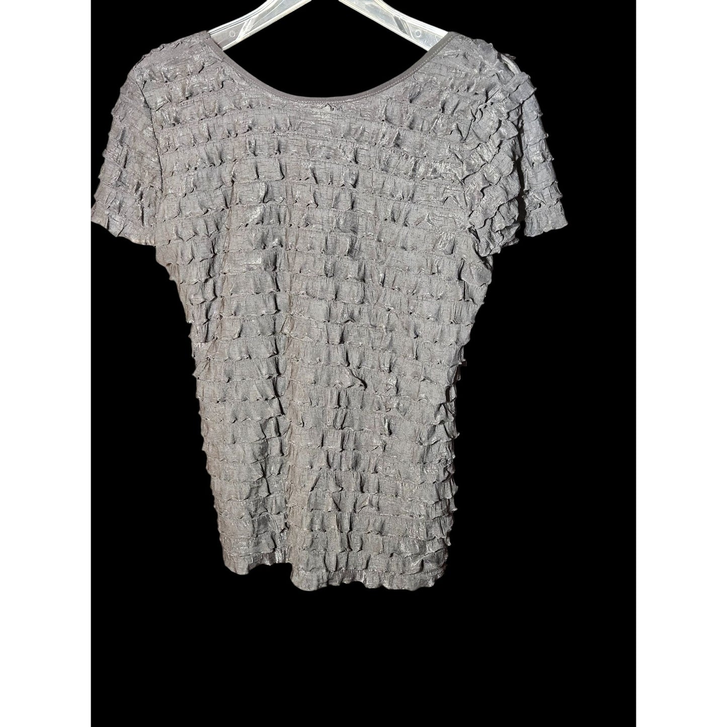 Ruffled Gray Top Medium By Very Important Pieces