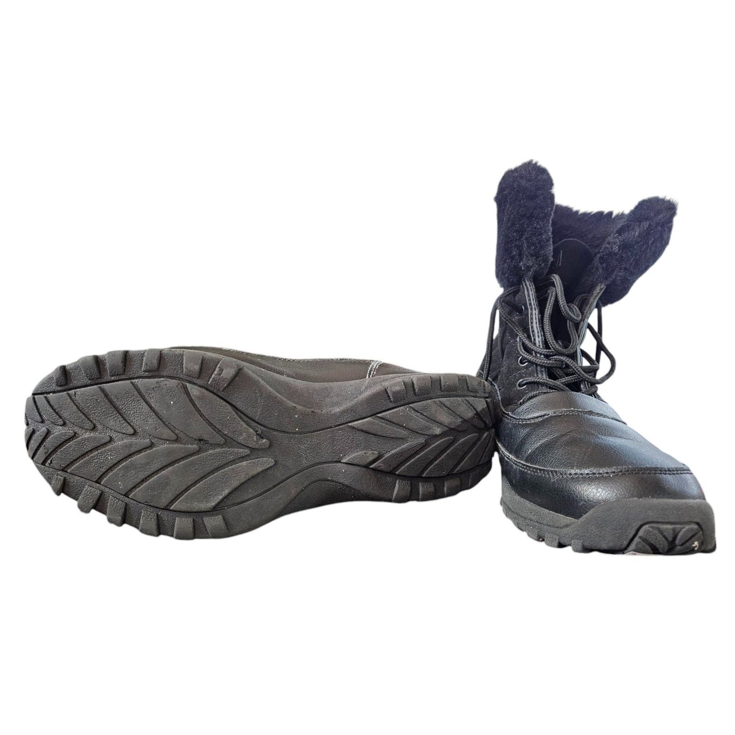 U.S. Polo Assn. Womens Black Fur-Lined Winter Boots Size 8 Medium With Quilted Upper & Durable Rubber Sole