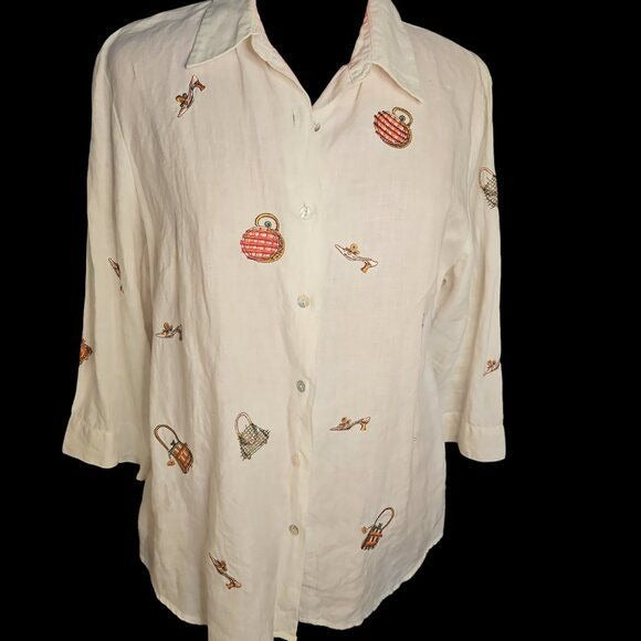 Vintage early 90's Edward Irishlinen XL with shell buttons