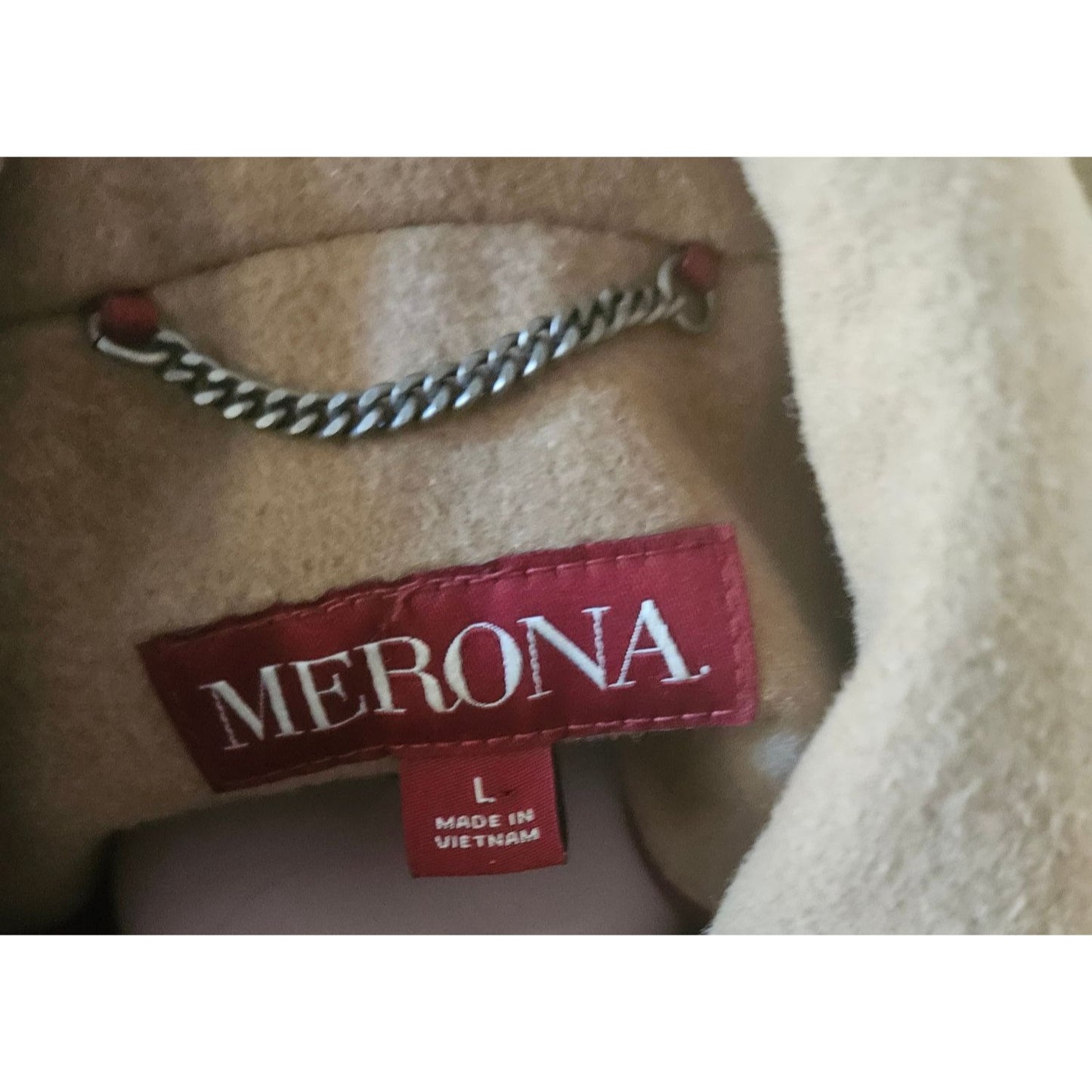 Merona Womens Double-Breasted Camel Peacoat Size L Wool Blend