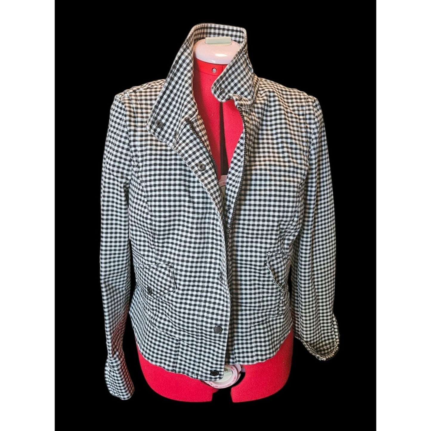 White House Black Market Womens Gingham Jacket Size 10