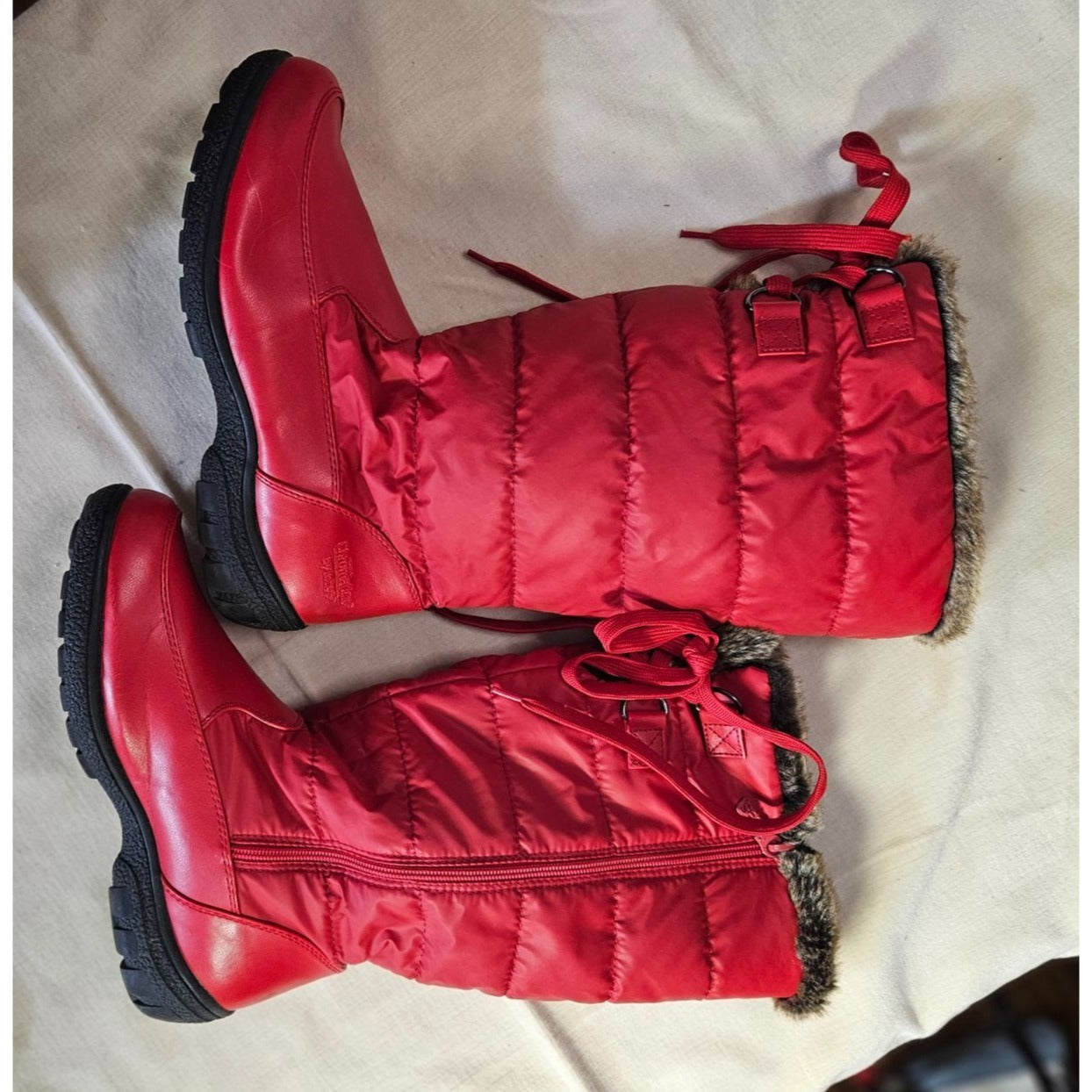 Womens Chromatics By Totes Red Faux Fur Lined Winter Boots Size 10W