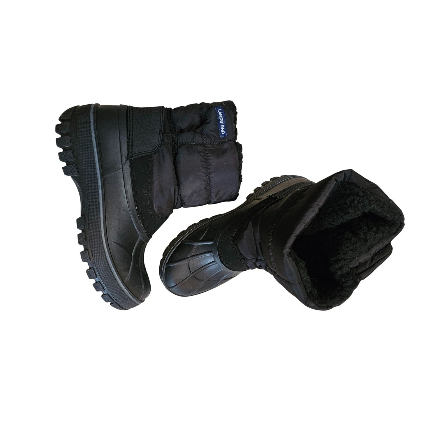 Lands End Youth Flurry Max Snow Boots Size 6 Black Waterproof Insulated Winter Shoes