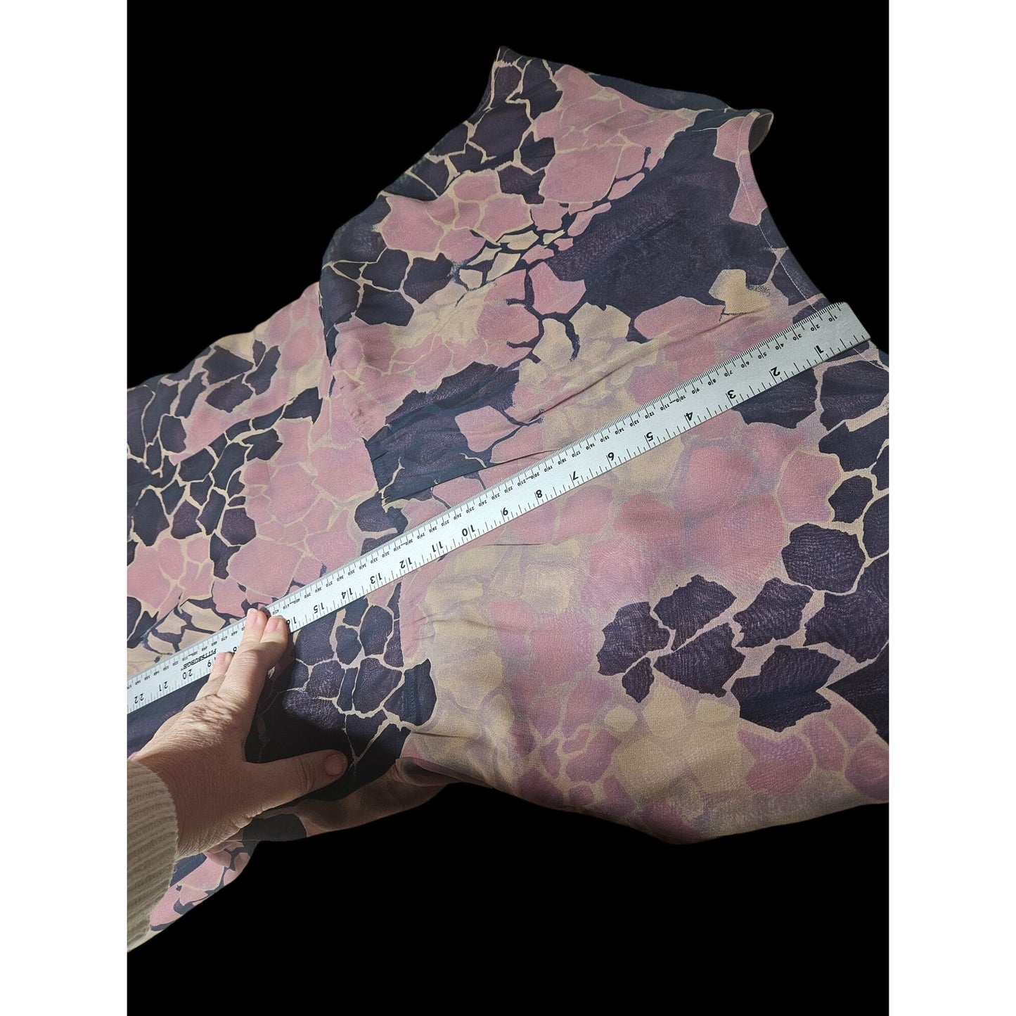 Vintage Floral Midi Dress With Abstract Pattern & V-Neckline