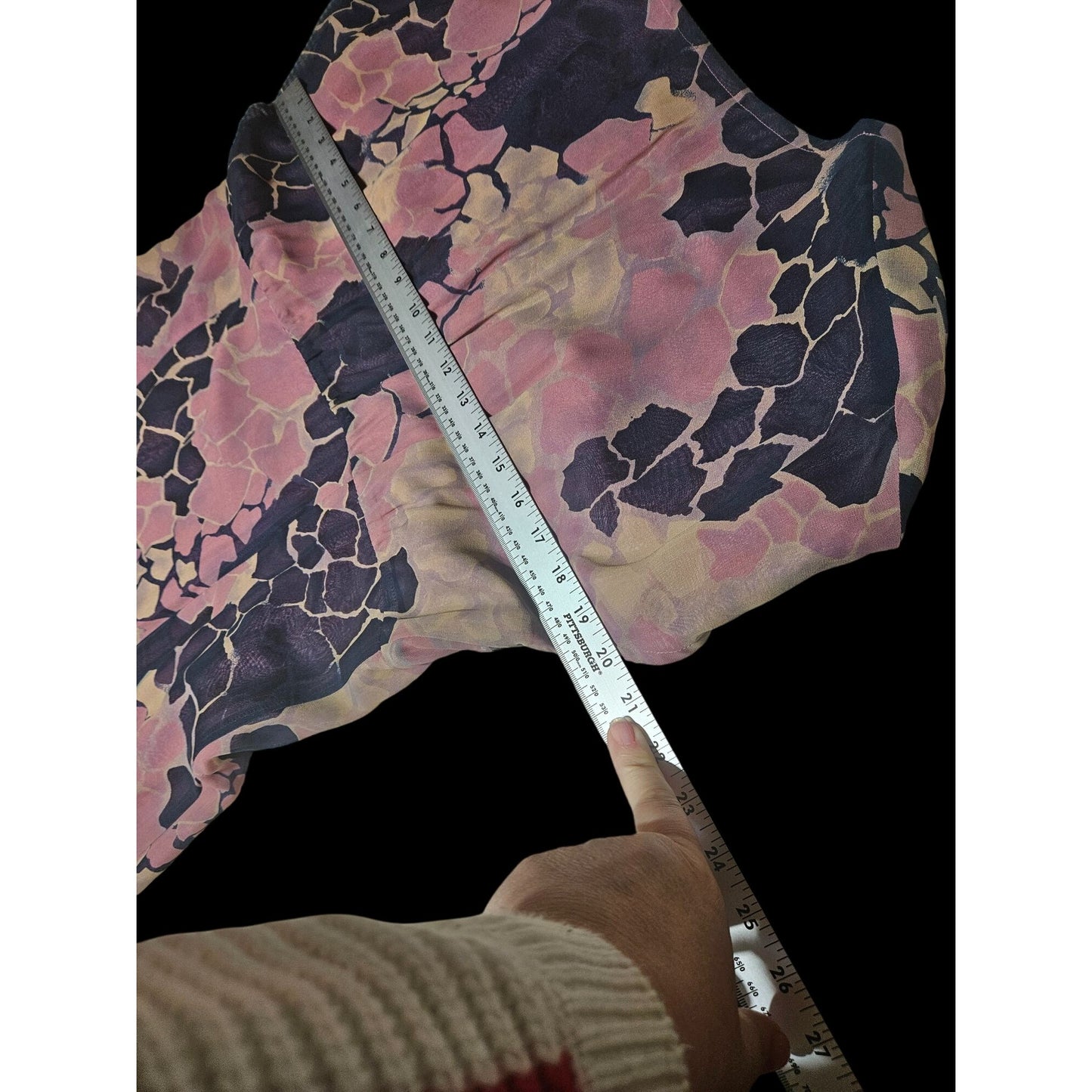 Vintage Floral Midi Dress With Abstract Pattern & V-Neckline