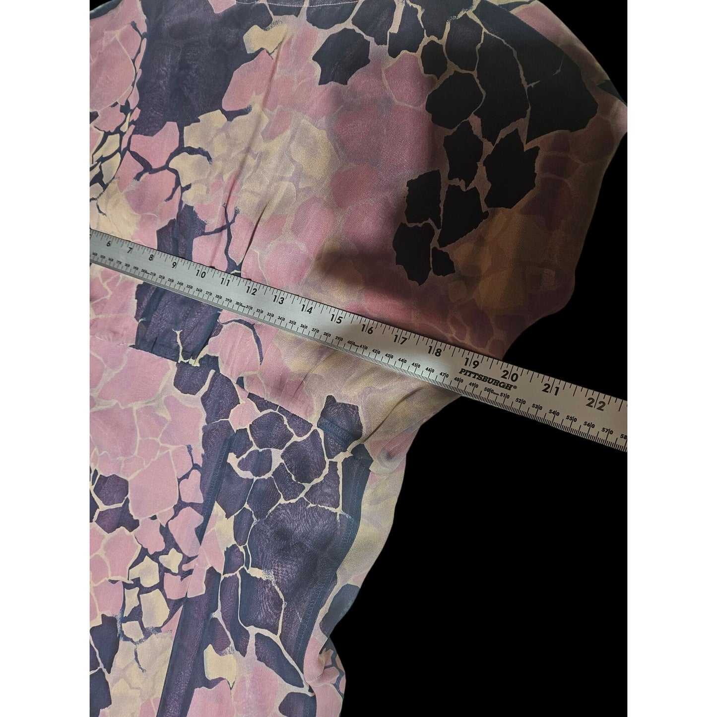 Vintage Floral Midi Dress With Abstract Pattern & V-Neckline