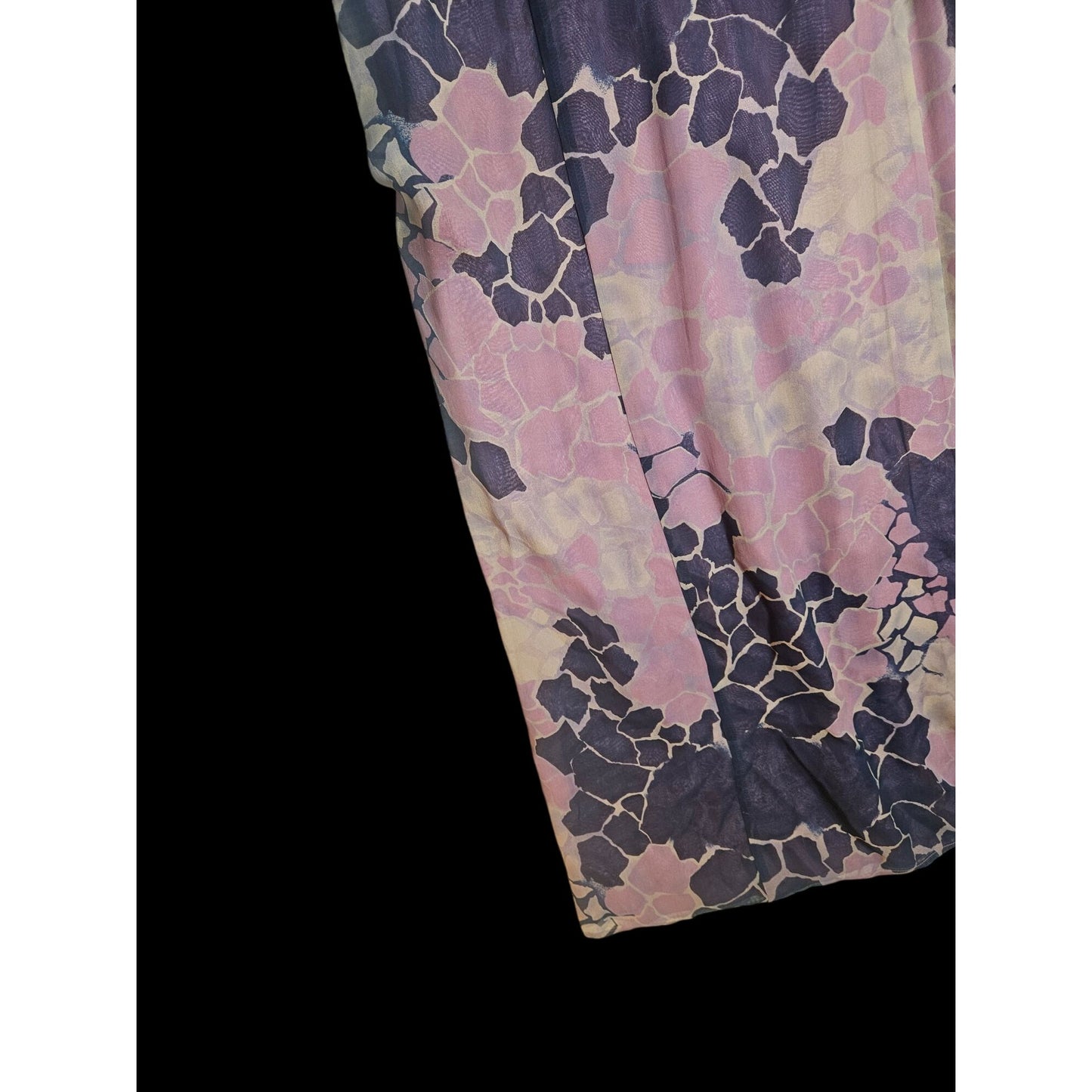 Vintage Floral Midi Dress With Abstract Pattern & V-Neckline