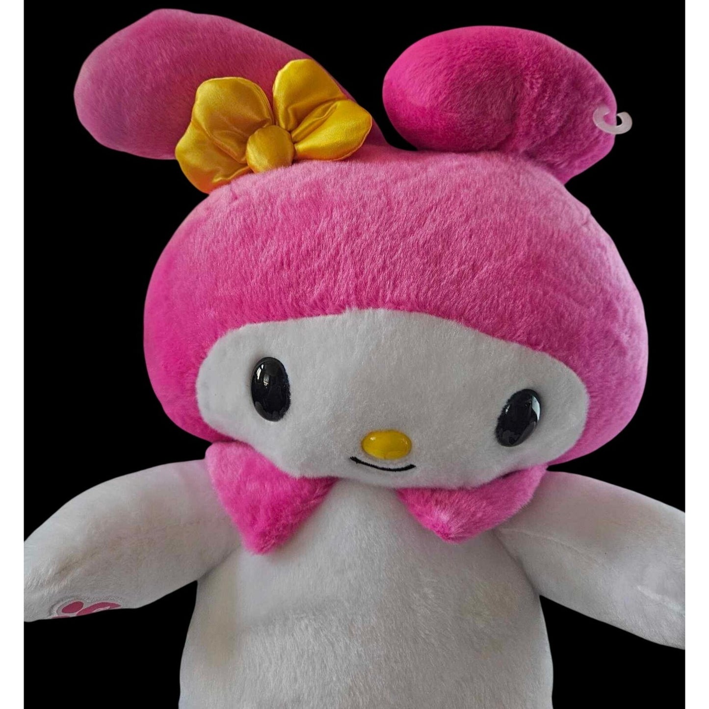 Build-A-Bear My Melody Plush Doll With Pink & White Fur Yellow Bow & Paw Print Details - Sanrio Collectible